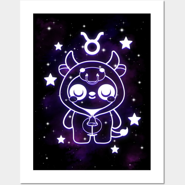 Taurus kawaii zodiac sign Wall Art by NemiMakeit